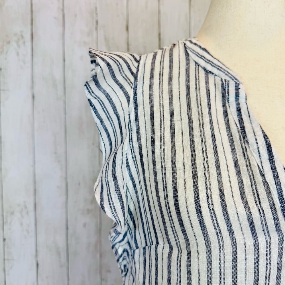 Old Navy | Linen-Cotton Striped Flutter Sleeve Top - Picture 4 of 12